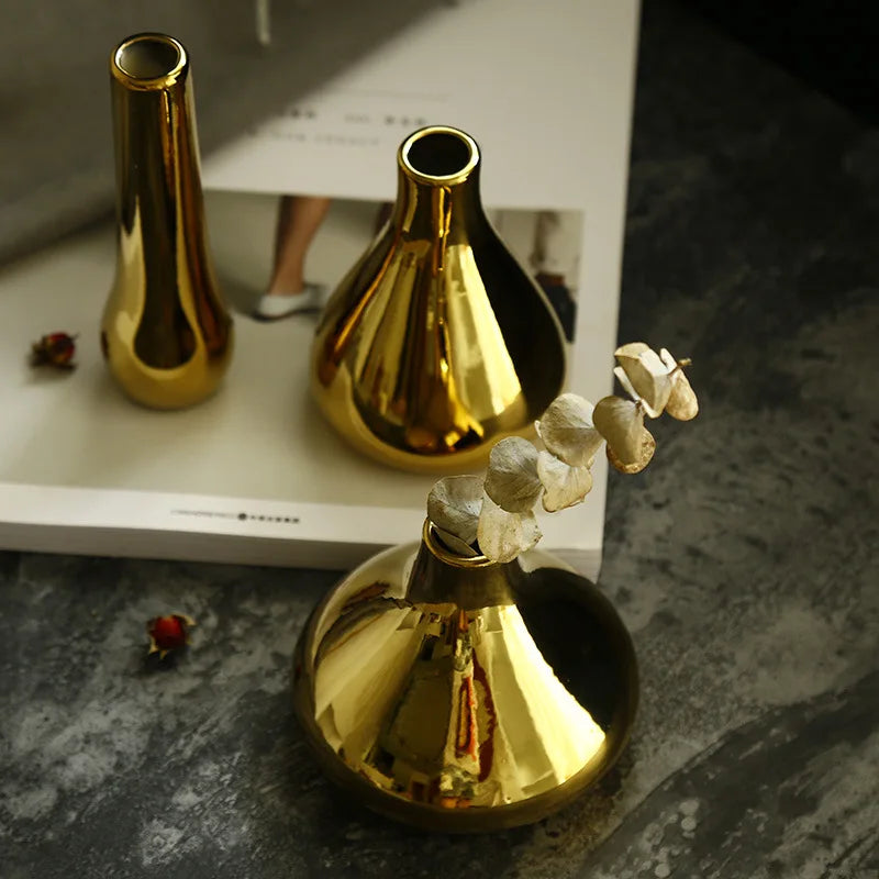 Aurora Gold Ceramic Decorative Vase