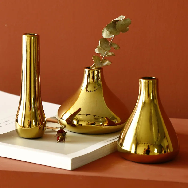 Aurora Gold Ceramic Decorative Vase