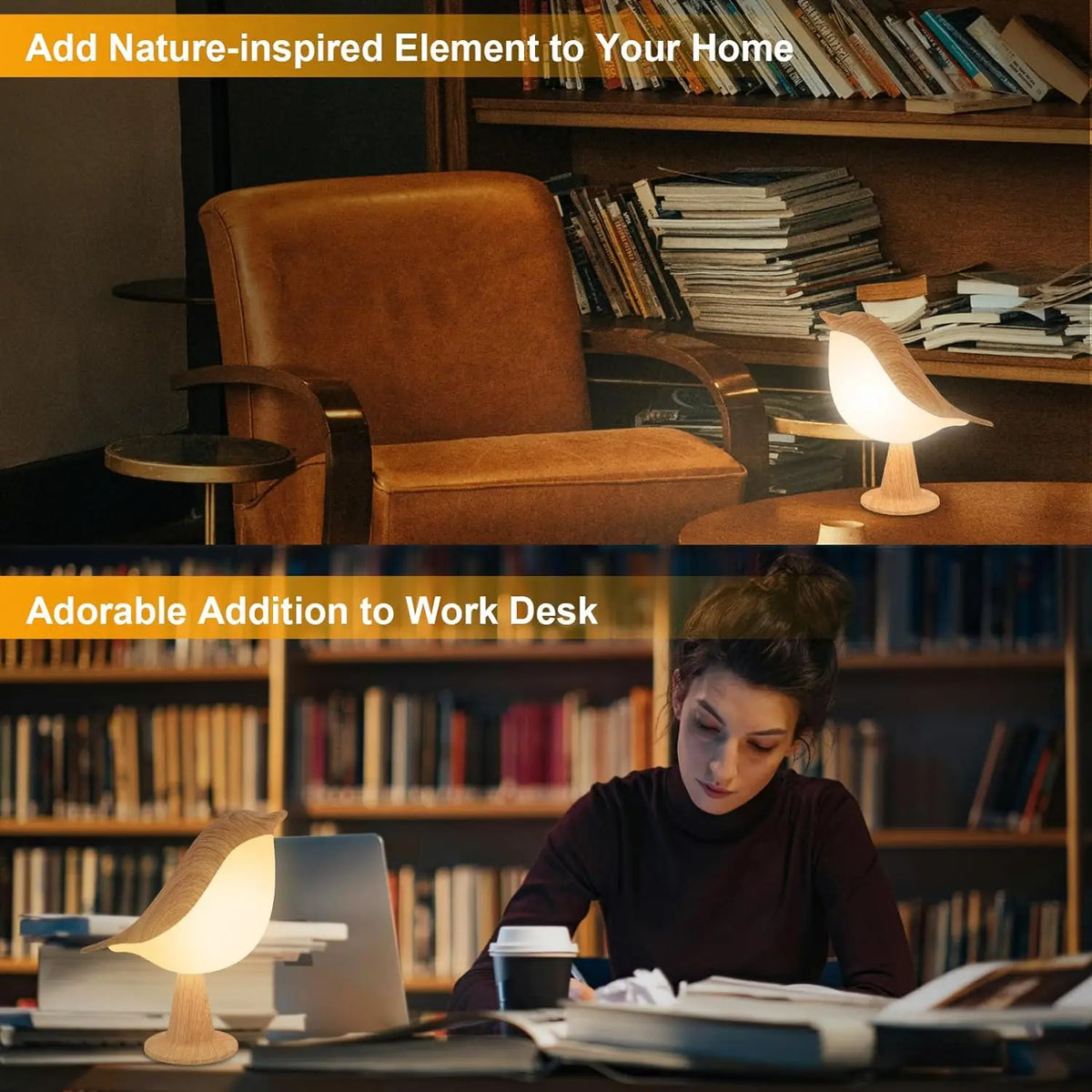 Luxury LED Bird Table Lamp – Rechargeable Touch-Control Dimmable Light