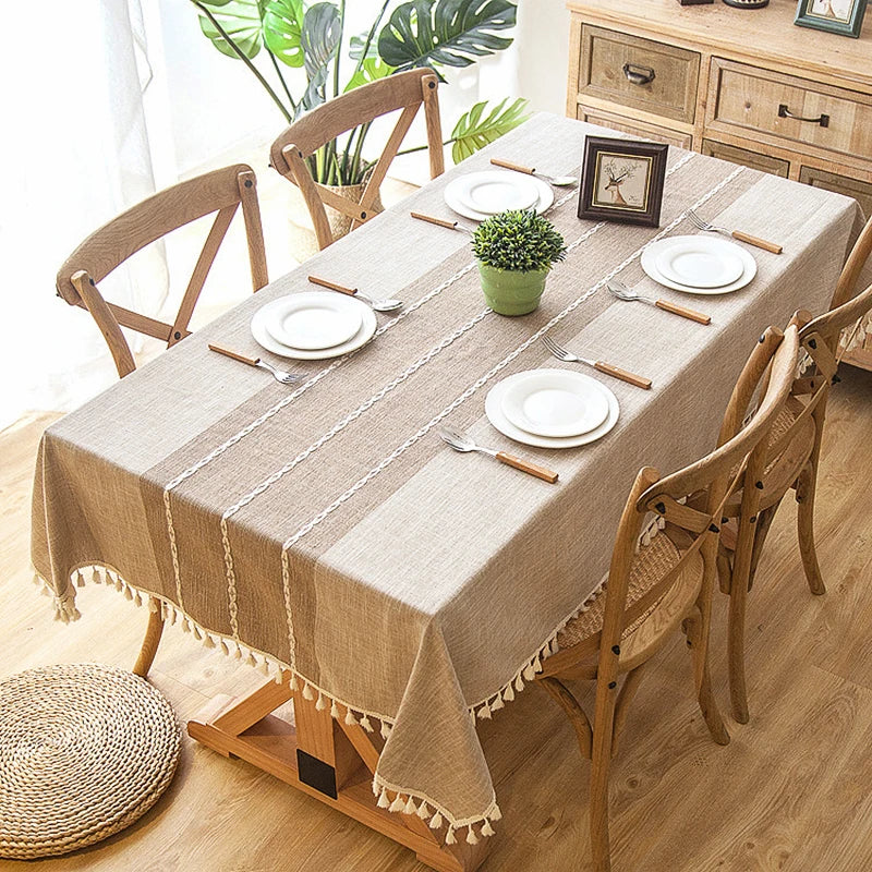 Premium Linen Cotton Tablecloth – Elegant Dining Table Cover