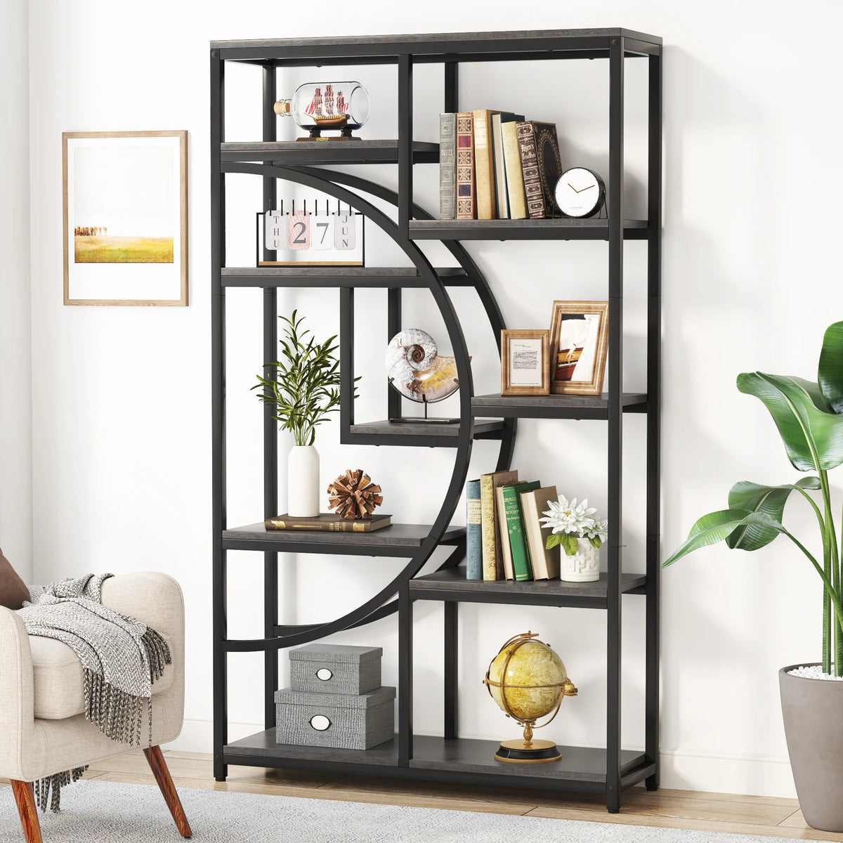ndustrial 5-Tier Freestanding Bookshelf & Display Unit