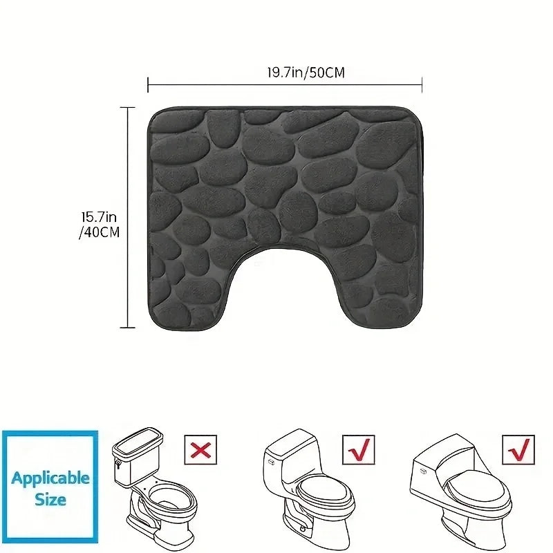 15.7*19.7in Washroom toilet foot mat U-shaped floor mat waterproof pad Bathroom bathroom water absorption anti-skid pad