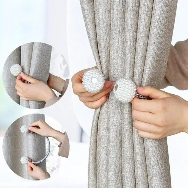 Luxury Pearl Magnetic Curtain Tiebacks – Elegant Decorative Curtain Holders