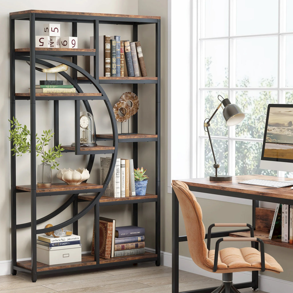 ndustrial 5-Tier Freestanding Bookshelf & Display Unit