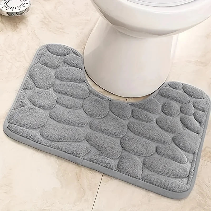 15.7*19.7in Washroom toilet foot mat U-shaped floor mat waterproof pad Bathroom bathroom water absorption anti-skid pad