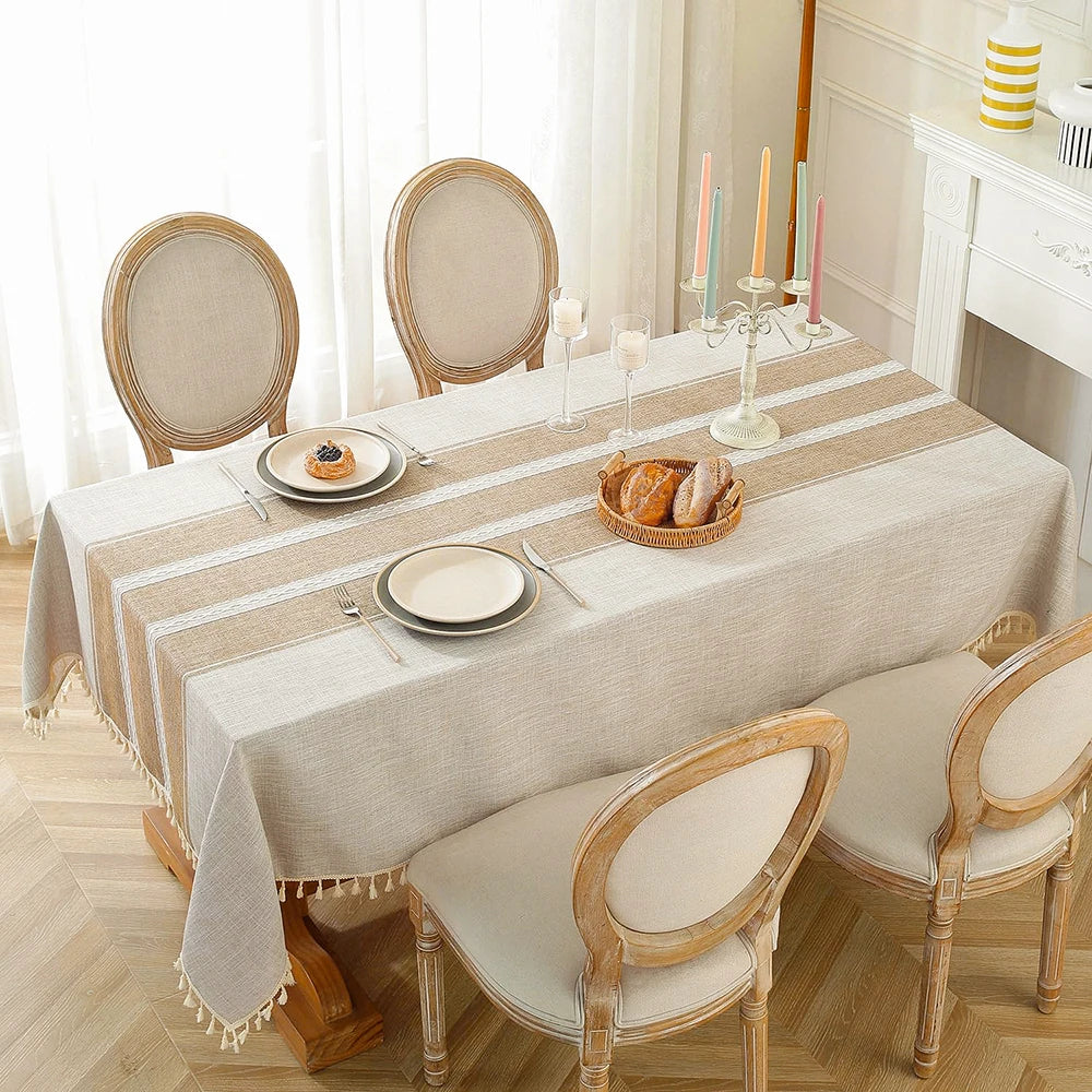 Premium Linen Cotton Tablecloth – Elegant Dining Table Cover