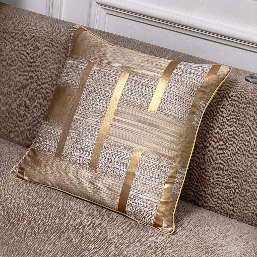 Luxury Gold Stripe Decorative Cushion Cover – Elegant Holiday Home Décor