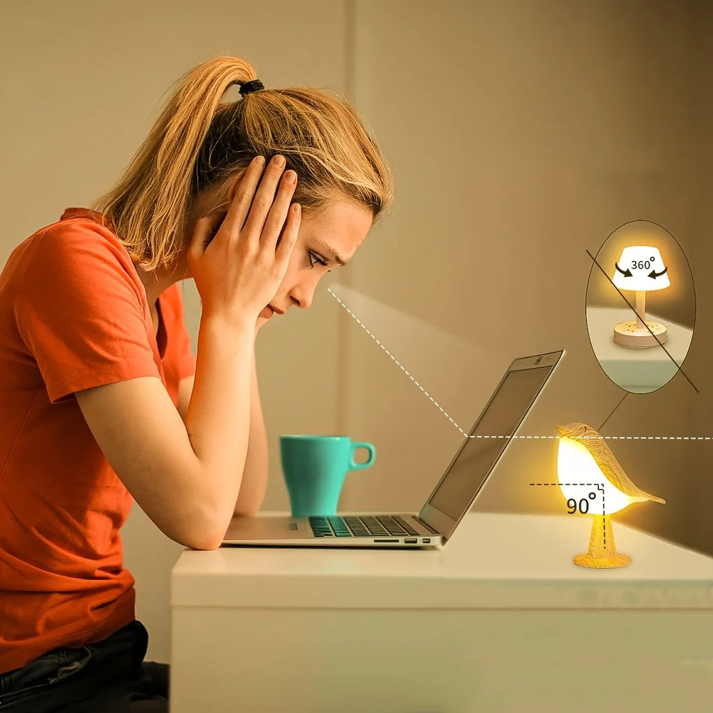 Luxury LED Bird Table Lamp – Rechargeable Touch-Control Dimmable Light