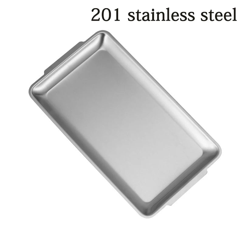 304 Stainless Steel Plate Rectangular Plate Golden Tray Craft Decoration  Steak Barbecue Snack Tray Kitchen Accessories