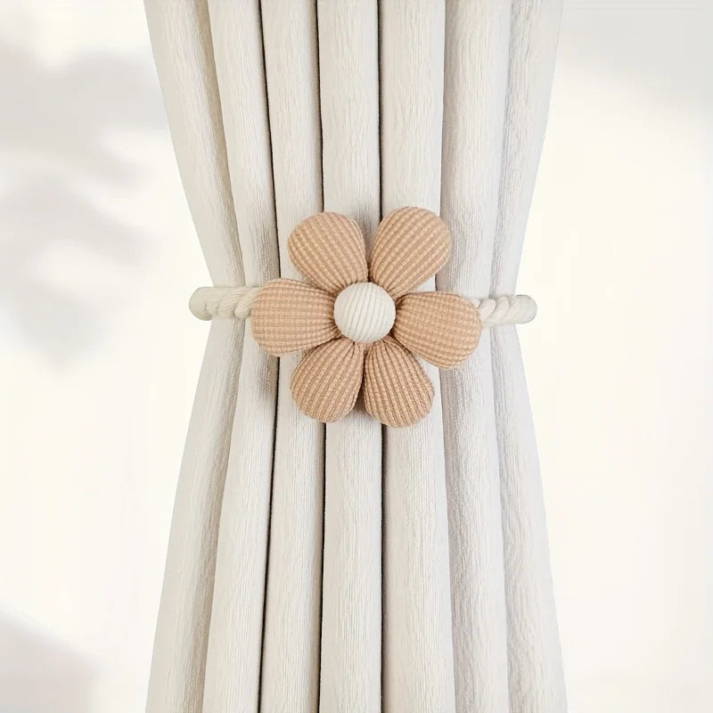 Elegant Floral Magnetic Curtain Tiebacks – Decorative Curtain Holdbacks