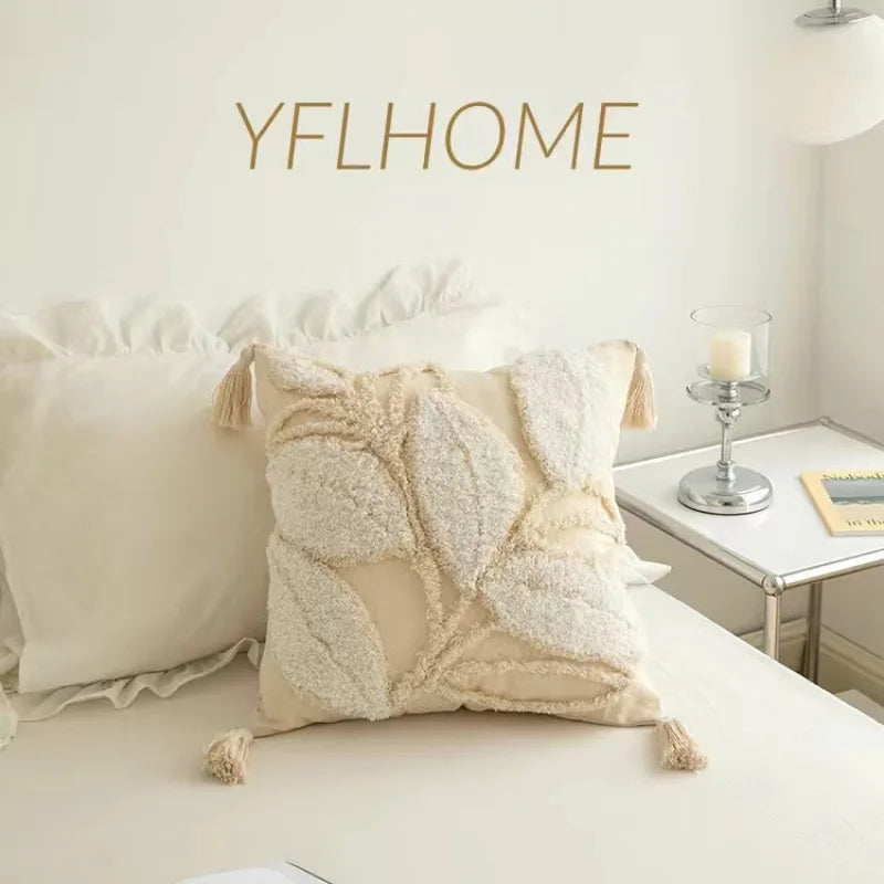 Luxury Bohemian Geometric Embroidered Cushion Cover with Tassels