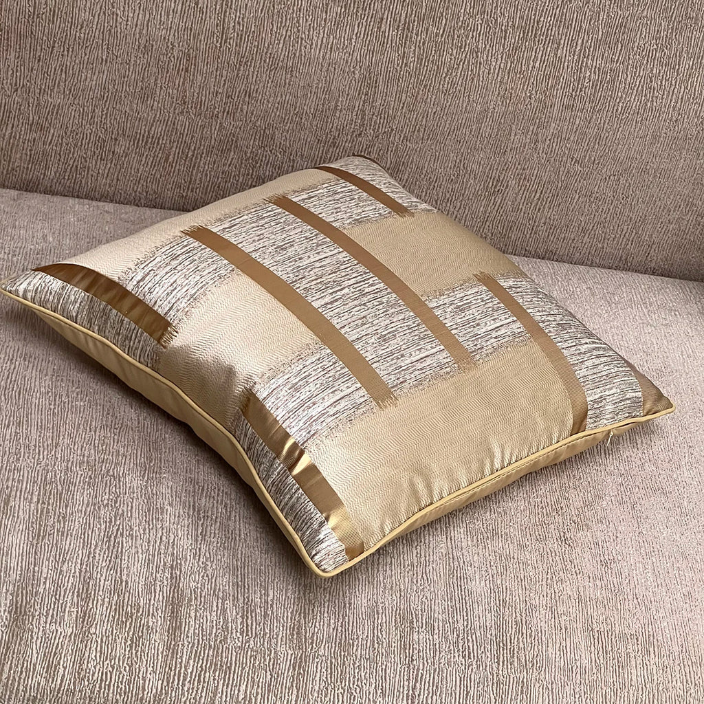 Luxury Gold Stripe Decorative Cushion Cover – Elegant Holiday Home Décor