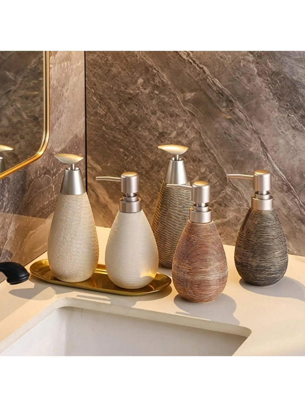 Creative Retro Style Ceramic Push-Type Soap Dispenser With Pump,  Hand Soap Bottle, Suitable For Bathrooms Kitchens And Toilets