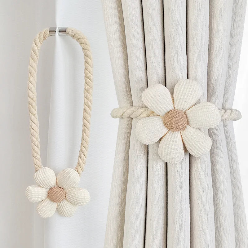 Elegant Floral Magnetic Curtain Tiebacks – Decorative Curtain Holdbacks