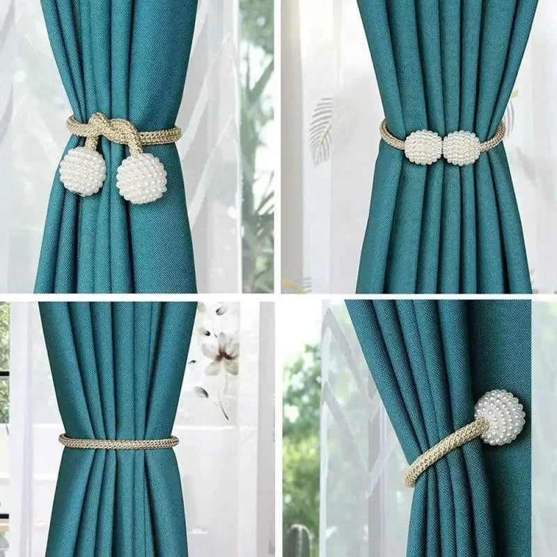 Luxury Pearl Magnetic Curtain Tiebacks – Elegant Decorative Curtain Holders