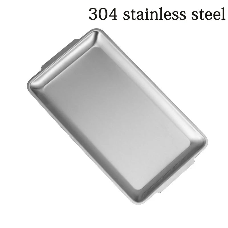 304 Stainless Steel Plate Rectangular Plate Golden Tray Craft Decoration  Steak Barbecue Snack Tray Kitchen Accessories