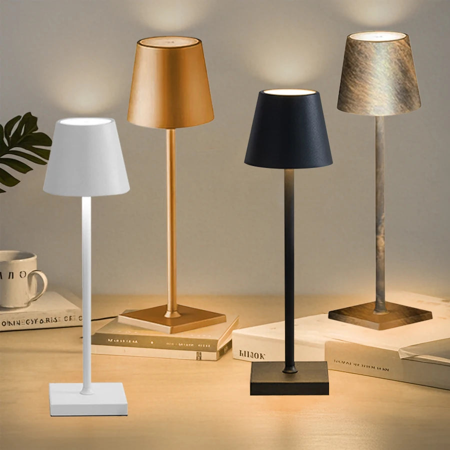 LED Desk Lamp Usb Rechargeable Table Lamp Wireless Touch 3 Color Desktop Night Light Bar Restaurant Creative Ambient Light Decor
