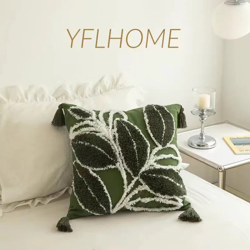 Luxury Bohemian Geometric Embroidered Cushion Cover with Tassels