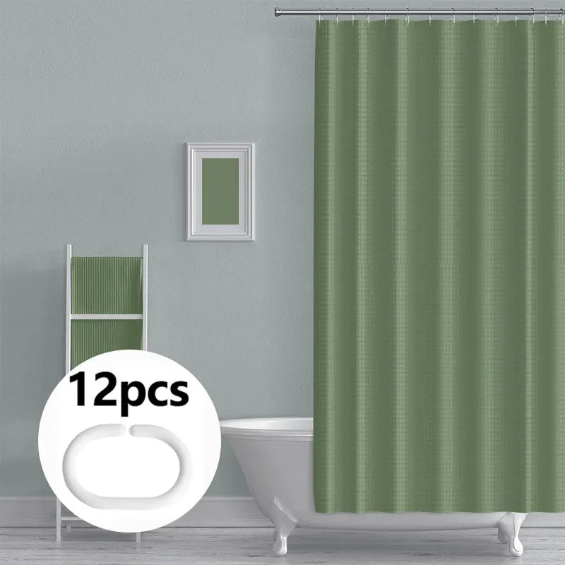 Botanical Print Waterproof Shower Curtain with 12 Hooks