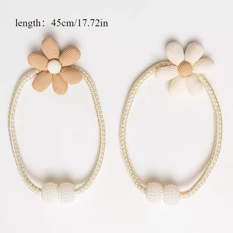 Elegant Floral Magnetic Curtain Tiebacks – Decorative Curtain Holdbacks