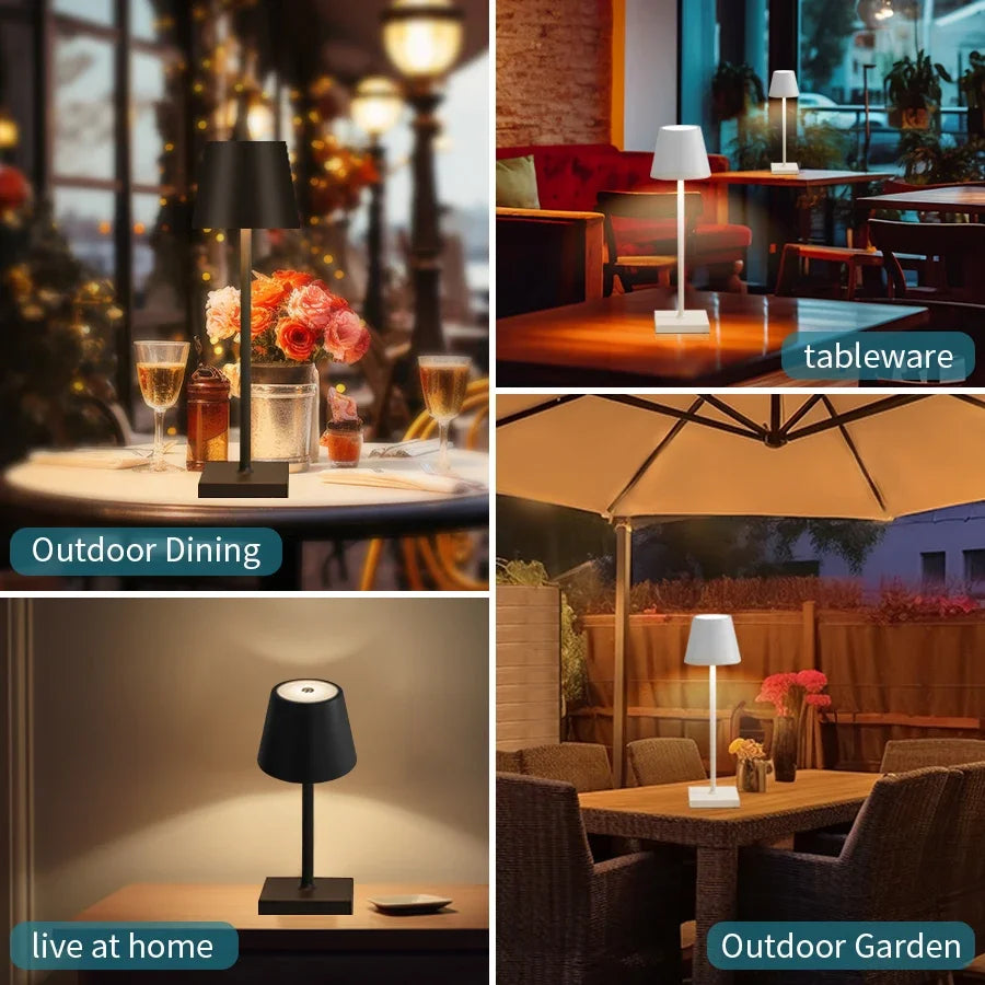 LED Desk Lamp Usb Rechargeable Table Lamp Wireless Touch 3 Color Desktop Night Light Bar Restaurant Creative Ambient Light Decor