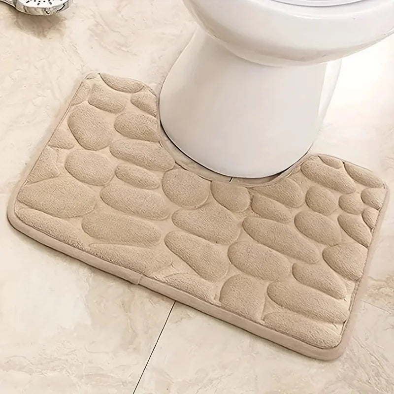 15.7*19.7in Washroom toilet foot mat U-shaped floor mat waterproof pad Bathroom bathroom water absorption anti-skid pad