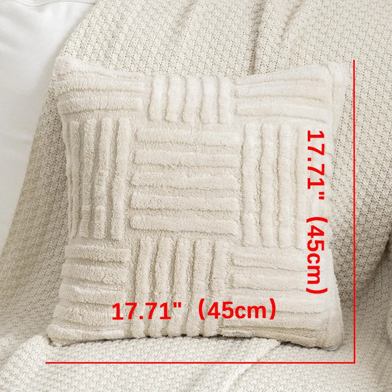Luxury Cream White Faux Fur Cushion Cover.
