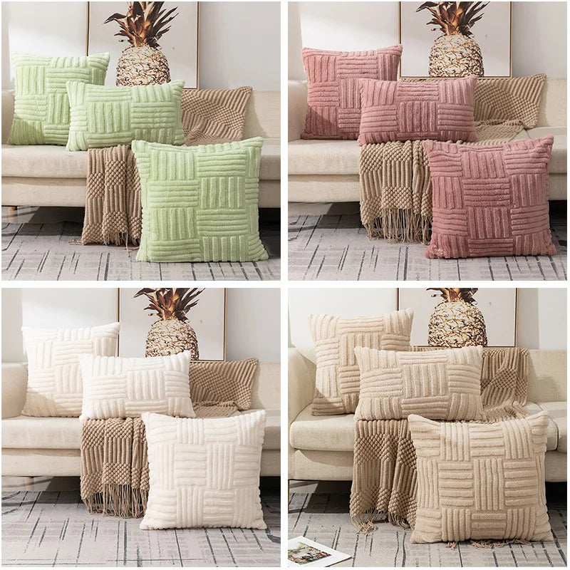 Luxury Cream White Faux Fur Cushion Cover.