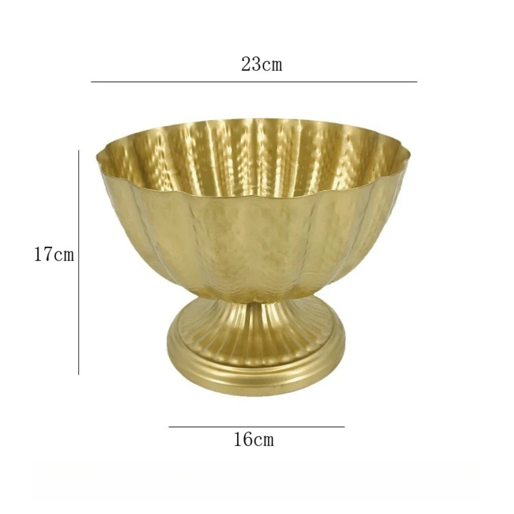 Luxury Gold Retro Flower Vase Wide - Mouth Flower Utensils Flower Arrangement Vase Office Cafe Indoor Restaurant Wedding Decor