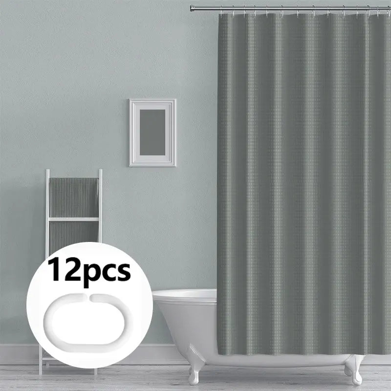 Botanical Print Waterproof Shower Curtain with 12 Hooks