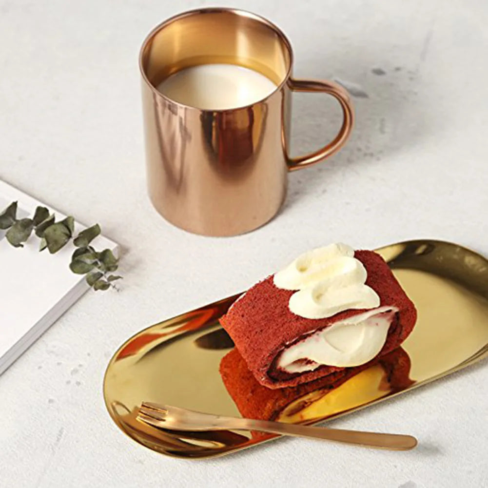 Stainless Steel Gold Storage Tray Fruit Jewelry Display Plate Kitchen Vanity Organizer Tools Metal Toilet Storage Rack
