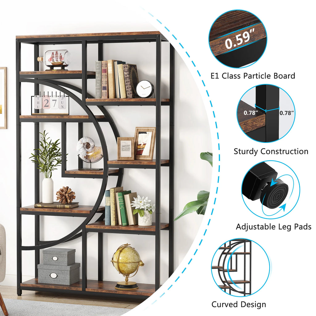 ndustrial 5-Tier Freestanding Bookshelf & Display Unit