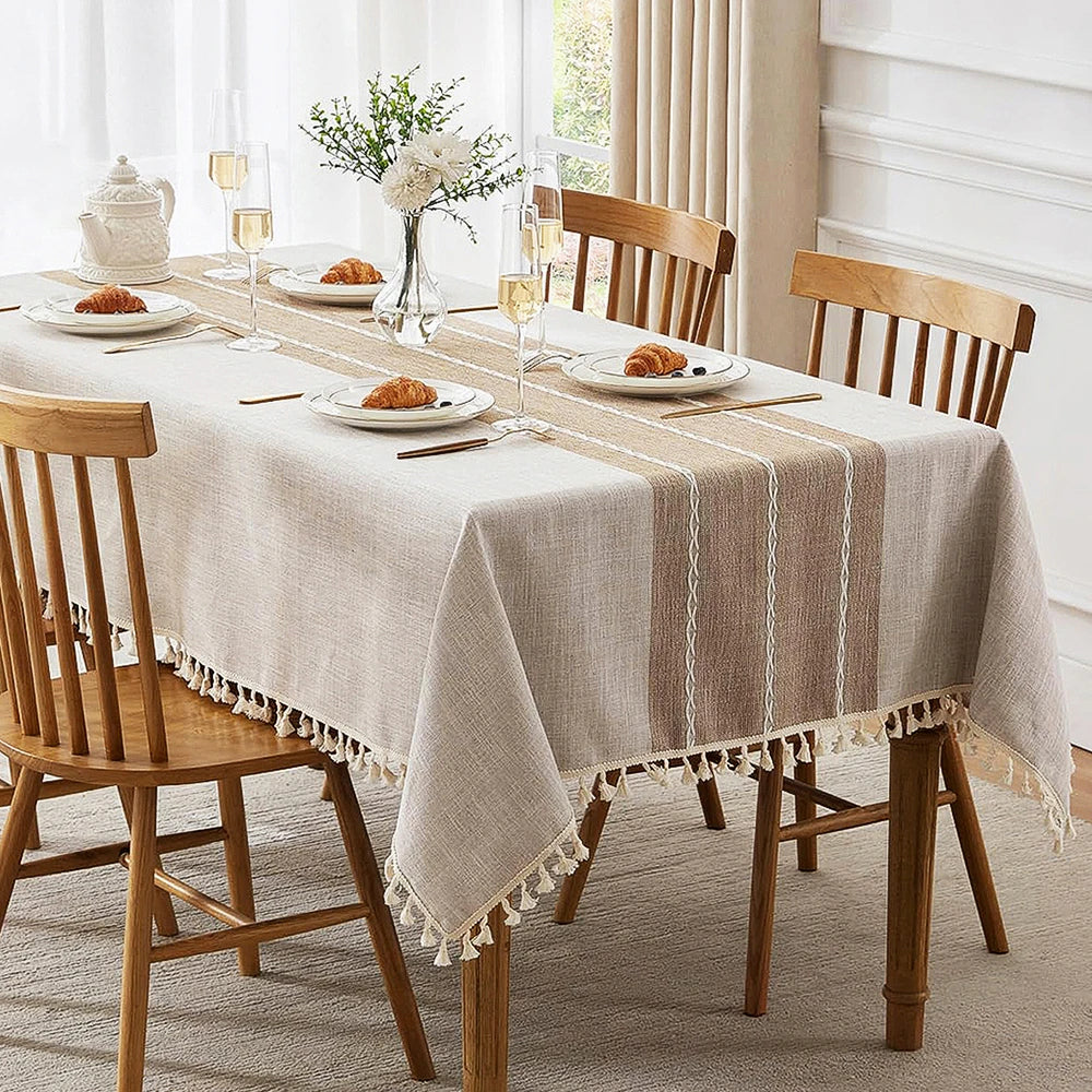 Premium Linen Cotton Tablecloth – Elegant Dining Table Cover