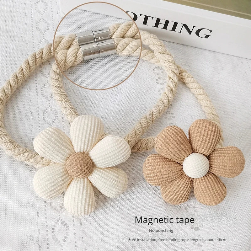 Elegant Floral Magnetic Curtain Tiebacks – Decorative Curtain Holdbacks