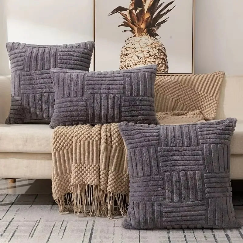 Luxury Cream White Faux Fur Cushion Cover.