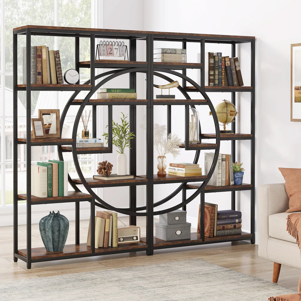 ndustrial 5-Tier Freestanding Bookshelf & Display Unit