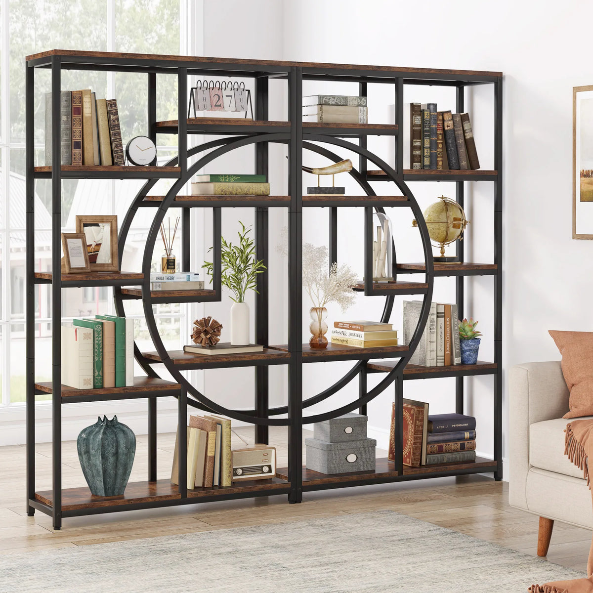 ndustrial 5-Tier Freestanding Bookshelf & Display Unit