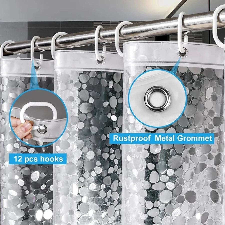 Luxury Pebble-Effect Waterproof Shower Curtain